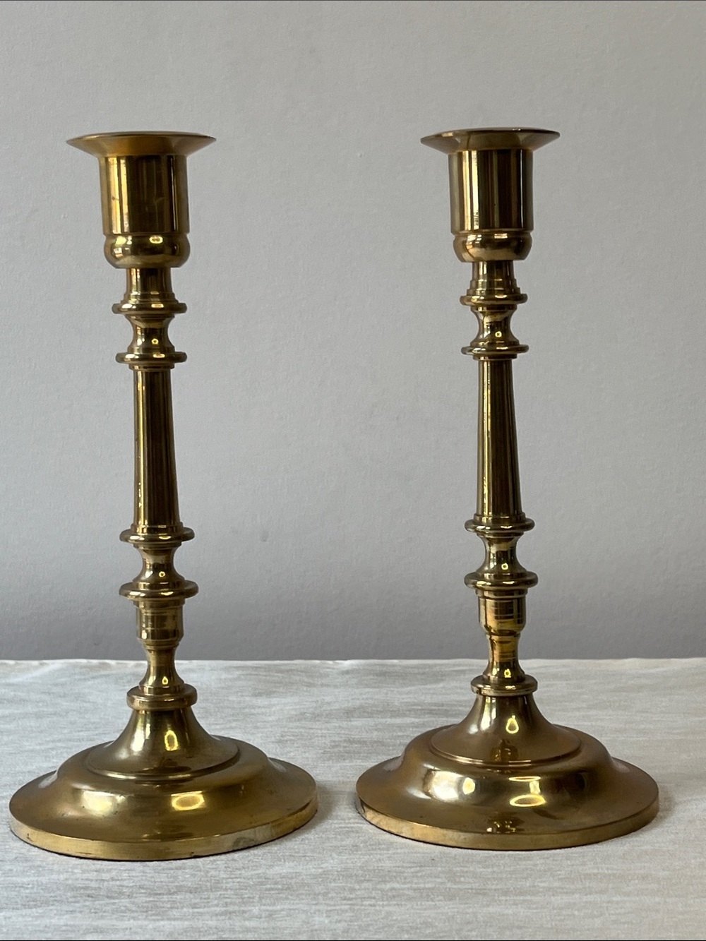 Vintage Solid Brass Taper Candlesticks - Pair of 2